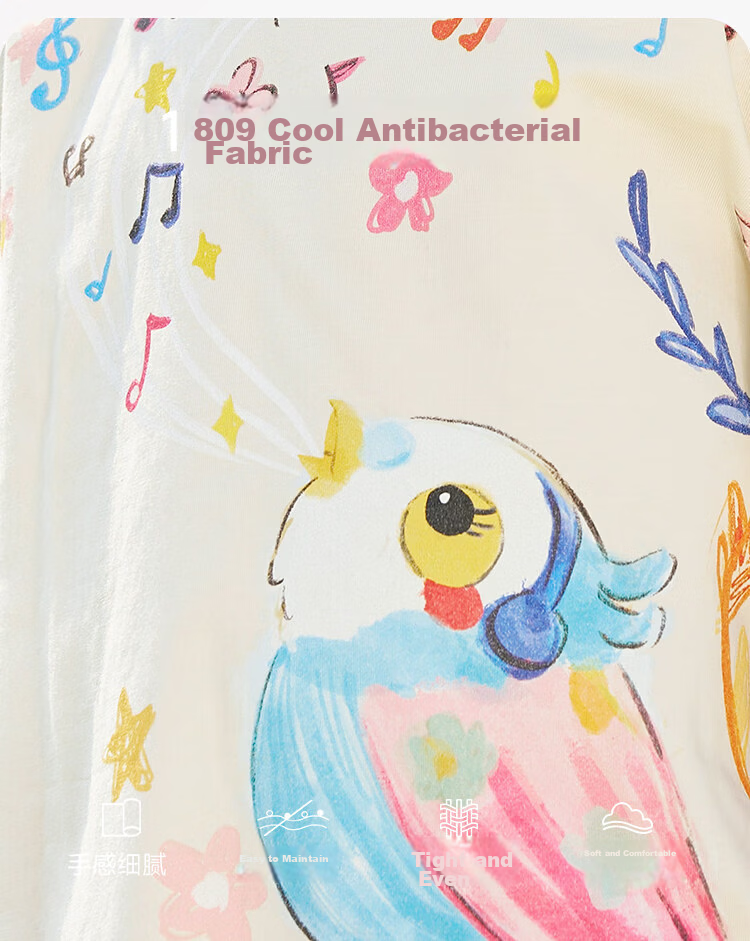 CHANZUIGOU (CHANZUIGOU) [7A Antibacterial Cooling] Girls Printed Set 2026 Summer New Children's Short Sleeve Pants Sports Two-Piece Set 13